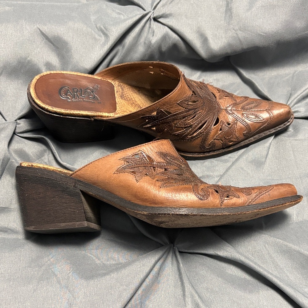 Carlos by Carlos Santana Brown Leather Mules